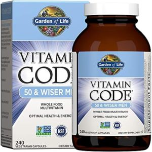 Garden of Life Multivitamin for Men - Vitamin Code 50 & Wiser Men's Raw Whole Food Vitamin Supplement with Probiotics, Vegetarian, 240 Capsules