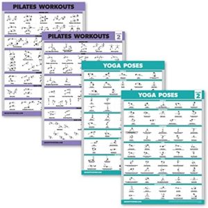 4 Pack - Pilates Workout Volume 1 & 2 + Yoga Poses Volume 1 & 2 - Exercise Poster Set