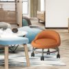 Baoblaze Small Short Stools, Low Rolling Stool with Wheels, Leather Roller Seat Stool Chair for Knee Exercises Fitness Foot Exercises Floor Cleaning, Orange - Image 5