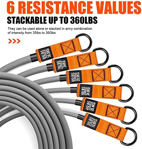 HPYGN Heavy Resistance Bands 300lbs 360lbs, Weight Bands for Exercise with Handles, Door Anchor, Carry Bag, Workout Bands for Men, Physical Therapy, Muscle Training, Strength, Yoga, Home Gym Equipment - Image 3