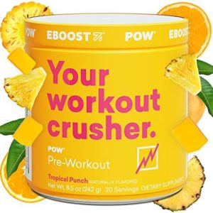 EBOOST POW Natural Pre Workout Powder – 20 Servings - Tropical Punch - A Pre Workout Supplement for Performance, Joint Mobility Support, Energy, Focus - Men & Women - Non-GMO, Gluten-Free, No Creatine