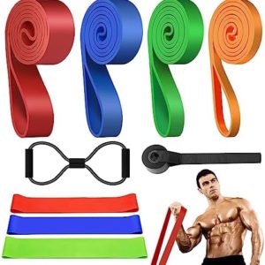 Nenrsl Resistance Bands for Working Out, Resistance Bands Set 10pcs, Pull Up Bands, Exercise Bands for Men & Women, Workout Bands with Door Anchor, for Muscle Training, Physical Therapy, Home Workouts