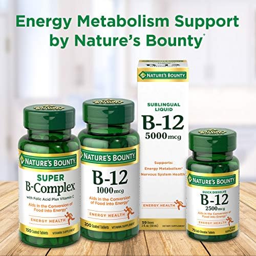 Nature's Bounty Vitamin B12, Supports Energy Metabolism and Nervous System Health, 500mcg, Tablets, 100 Ct - Image 5