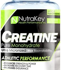 Nutrakey Creatine Monohydrate Capsules, Ultra-micronized Formula for Maximum bioavailability