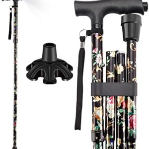LIXIANG Walking Cane for Women/Men/Seniors, Adjustable Folding Walking Cane with Light, Lightweight Portable Collapsible Cane for Senior Balance