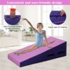 CL.HPAHKL Gymnastics Mat 48x24 Inch Incline Tumbling Mat Indoor Folding Wedge Incline Gymnastics Mat with Non-slip PVC Surface, Zipper Seal Design & Handles, Cheese Wedge Exercise Mat for Yoga,Pink - Image 5