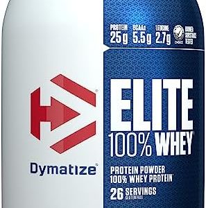 Dymatize Elite 100% Whey Protein Powder, 25g Protein, 5.5g BCAAs & 2.7g L-Leucine, Quick Absorbing & Fast Digesting for Optimal Muscle Recovery, Gourmet Vanilla, 2 Pound, 26 Servings