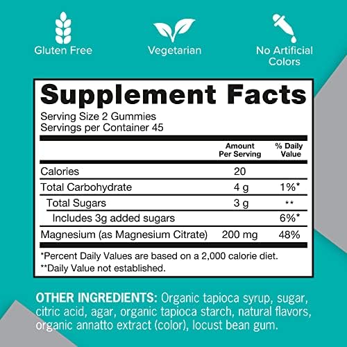 Magnesium Gummies for Adults, Qunol 200mg Magnesium Citrate Gummies, High Absorption Magnesium Supplement, Supports Nerve Health, Bone Health, Muscle Health, Vegetarian, 90 Count - Image 6