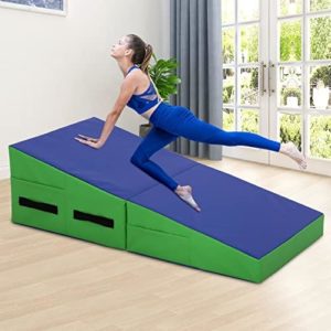 Gymnastics Mat for Home, Octagon Tumbler Cheese Wedge w/Non-Slip PVC Surface & Handles, Folding & Non-Folding Fitness Skill Shape Tumbling Mat for Gymnastics for Kids Play, Home Exercise, Aerobics