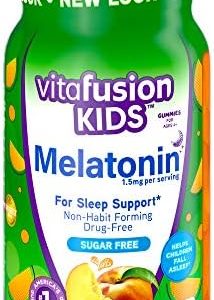 Vitafusion Kids Melatonin Gummy Supplements, Tropical Peach Flavored Sleep Support Supplements (1), 50 Count