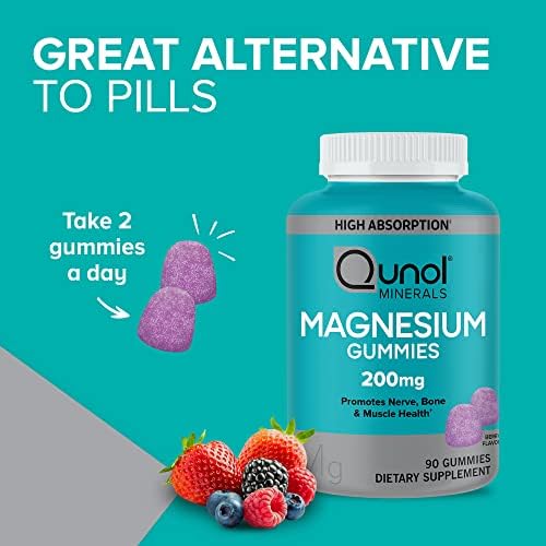 Magnesium Gummies for Adults, Qunol 200mg Magnesium Citrate Gummies, High Absorption Magnesium Supplement, Supports Nerve Health, Bone Health, Muscle Health, Vegetarian, 90 Count - Image 4