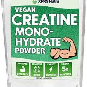 XPRS Nutra Vegan Creatine Monohydrate Powder - 907g of Premium Bulk Creatine Powder for Muscle Growth and Endurance - Vegan Friendly Instantized Creatine for Men and Women (32 oz)