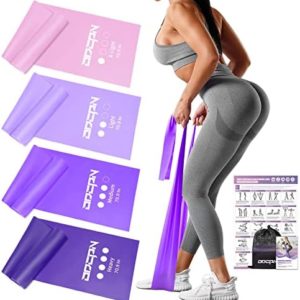 Stretch Bands for Physical Therapy Women, Extended 5.9Ft Resistance Exercise Bands for Yoga, Pilates, Rehab, Fitness and Strength Training, Elastic Workout Bands with Training Poster