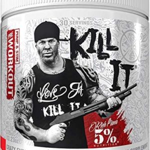 5% Nutrition Rich Piana Kill It Pre Workout Powder w/Creatine, Jitter-Free Caffeine, NO-Booster, Beta Alanine, L-Citrulline for Focus, Pump, Endurance, Recovery 13.23 oz, 30 Srvgs (Fruit Punch)