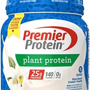 Premier Protein Powder Plant Protein, Vanilla, 25g Plant-Based Protein, 0g Sugar, Gluten Free, No Soy or Dairy Ingredients, 15 Servings