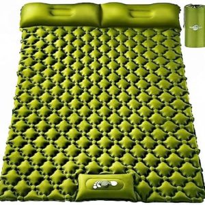 Gukkicco Camping Sleeping Pad, Ultralight Self Inflating Camping Pad 2 Person with Pillow Built-in Foot Pump for Camping, Hiking - Airpad, Carry Bag, Repair Kit