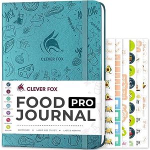 Clever Fox Food Journal Pro – Diet & Wellness Planner for Women & Men – Weight Loss Diary with Calorie Tracker – Food Log for Tracking Meals, Exercise & Weightloss - Undated, 7" x 10" Aquamarine