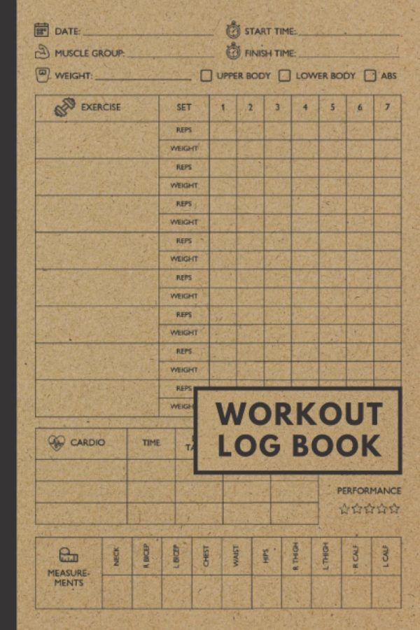 Workout Log Book: Gym Weight Lifting Log Book & Workout Journal for Men and Women | Bodybuilding Weightlifting Gym Planner Exercise Notebook & Fitness ... Diary Gift) | Minimal Brown Cover 120 Pages