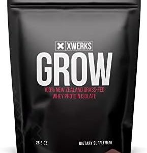 Xwerks Grow: Whey Protein Isolate Powder - Keto-Friendly - Soy & Gluten-Free - Nutrition Muscle Shake - 25g - 30 Servings for Optimum Strength Fitness - Easy-Digesting - Grass-Fed - Chocolate Flavor