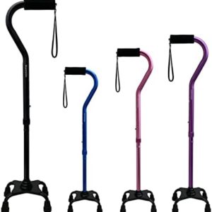 Quad Walking Cane Foldable Adjustable Portable Stick Men & Women and Seniors - Lightweight & Sturdy with 4-Pronged Base for Extra Stability Balance,Self Standing Foam Padded Offset Handle