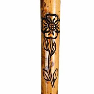 Flower and Vine Carving on Hardwood Walking Stick, Custom Height hiking Stick 48" - 60" tall, by Creation Carvings