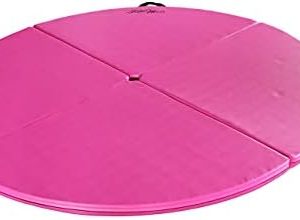 FitMats 5Ft Wide Foldable Circular Exercise and Dance Pole Cushion. Cross Linked EPE Foam Safety Padding Portable Crash Mat w/PU Leather Skid Proof Covering for Superior Durability!(Pink)
