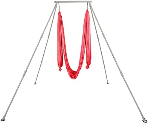 KUAFU Yoga Stand with Yoga Swing Inversion Portable Stand Yoga Frame Yoga Sling Inversion Equipment Steel Silvery for Indoor and Outdoor Triangle Structure