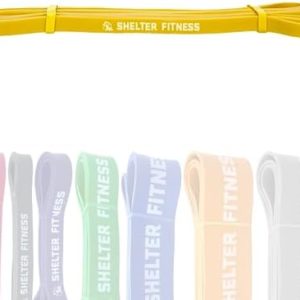 Shelter Fitness Heavy Duty Resistance Bands - Range of 15-210lbs, Ideal for Strength Training, Assisted Pull-ups, Squats, Full Range Motion Exercises, Portable & Versatile with Carry Bag - Exercise Bands for Men & Women