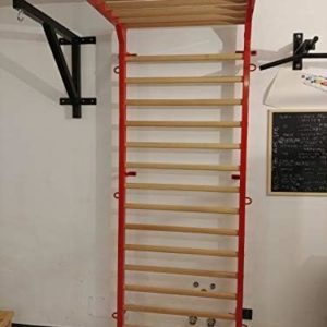 ARTIMEX Stall Bars Metal/Wood for Physical Therapy and Gymnastic - Used in Homes, Gyms, Clinics and Fitness Centers - 7 feet, 10 1/2 x 2 feet, 11 1/2 inches, Spartan Model, Code 277/red