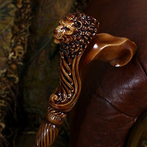 GC-Artis Lion Head Wood Carved Walking Stick Ergonomic Palm Grip Handle 36” Wooden Walking Cane for Men Women Brown - Image 9