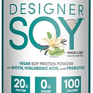 Designer Wellness, Soy Isolate Protein Powder with Biotin, Hyaluronic Acid and Prebiotics, Vegan, Zero Sugar, Non-GMO, Angel Cake Natural Vanilla Flavor, 11.4 Ounces