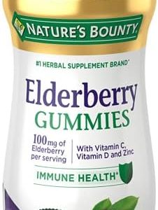 Nature's Bounty Elderberry Gummies, Dietary Supplement, Supports Immune Health, Contains Vitamin A, C, D, E and Zinc, 100 mg, 70 Gummies