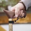 Brazos Walking Cane, Adjustable and Lightweight Engraved Aluminum Cane, Single Point Walking Stick with Wooden Handle, Wrist Strap and Rubber Tip, FSA & HSA Eligible, Gold with Walnut Hand Grip - Image 3
