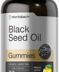 Black Seed Oil Gummies | 90 Count | Vegan, Non-GMO, and Gluten Free Formula | Nigella Sativa | Natural Lemon Flavor | by Horbaach