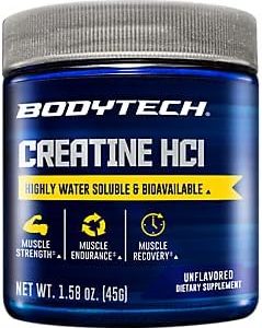 BODYTECH Creatine HCL Powder - Highly Water Soluble & Bioavailable - Unflavored (1.58 oz./60 Servings)