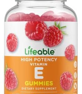 Lifeable Vitamin E 268mg - Great Tasting Natural Flavor Gummy Supplement - Vegetarian GMO-Free Chewable Vitamins - for Eye Health and Cardiovascular Support - for Adults, Men, Women - 90 Gummies