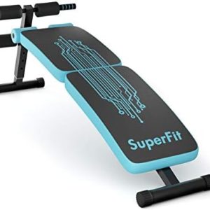 GYMAX Adjustable Sit up Bench, Folding Abdominal Training Slant Bench with Reserve Crunch Handle, Curved Decline Ab Bench for Home/Gym
