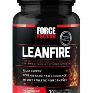 Force Factor LeanFire Pre Workout Energy Pills with Green Tea Extract and Caffeine to Increase Energy, Build Lean Muscle, Black, 30 Count (Pack of 1), Package May Vary