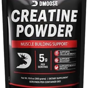 DMoose Creatine Monohydrate Powder for Men & Women - Increase Muscle Gain & Boost Stamina - 100% Pure & Vegan, Fast Absorption, Unflavored, 300g - Creatine Supplement to Enhance Gym Performance