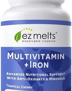 EZ Melts Dissolvable Multivitamin with Iron for Women & Men, Sugar-Free, 1-Month Supply
