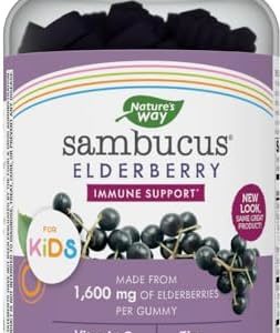 Nature's Way Sambucus Elderberry Gummies with Vitamin C and Zinc for Kids, Immune Support*, Berry Flavored, 60 Gummies