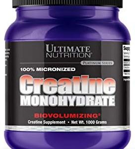 Ultimate Nutrition Creatine Monohydrate Supplement, Mass Gainer Protein Powder with Creapure, Micronized Unflavoured Powder for Muscle and Strength Support, Biovolumizing, 1000g