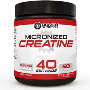 Driven Nutrition Creatine, 200g - Unflavored Micronized Powder - Enhance Physical Performance & Cognition - 5g Per Serving for Reduced Fatigue & Increased Strength, Muscle Mass, Endurance, & Speed