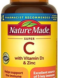 Nature Made Super C with Vitamin D3 and Zinc, Dietary Supplement for Immune Support, 60 Tablets, 60 Day Supply