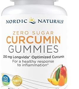Nordic Naturals Zero Sugar Curcumin Gummies, Mango - 60 Gummies - 200 mg Optimized Curcumin Extract - Great Taste - Antioxidant Support, Healthy Metabolic Balance - Non-GMO, Vegan - 30 Servings