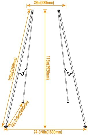 KUAFU Yoga Stand with Yoga Swing Inversion Portable Stand Yoga Frame Yoga Sling Inversion Equipment Steel Silvery for Indoor and Outdoor Triangle Structure - Image 2