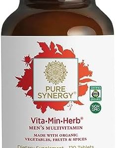PURE SYNERGY Vita·Min·Herb for Men | 120 Tablets | Multivitamin Made with Organic Ingredients | Non-GMO | Made with Organic Vegetables and Fruits