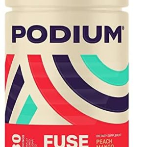 Podium Nutrition, Fuse Pre Workout Powder, Peach Mango, 30 Servings, Beta Alanine and Caffeine for Energy, Gluten Free, Soy Free, Dairy Free