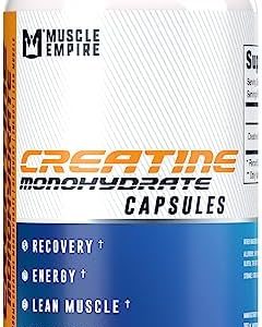 Muscle Empire Creatine Monohydrate Capsules - Muscle Building & Recovery Support - 225 Count