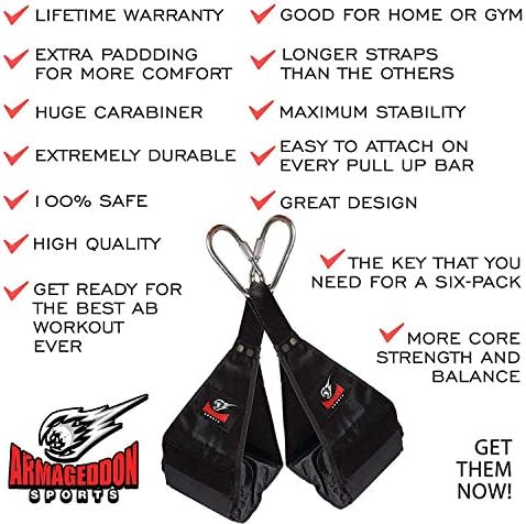 Premium Ab Slings Straps - Rip-Resistant Heavy Duty Pair for Pull Up Bar Hanging Leg Raiser Fitness with Big D-ring Steel Quick Connectors, Superb Arm Padding for Abdominal Training Workout Equipment - Image 4